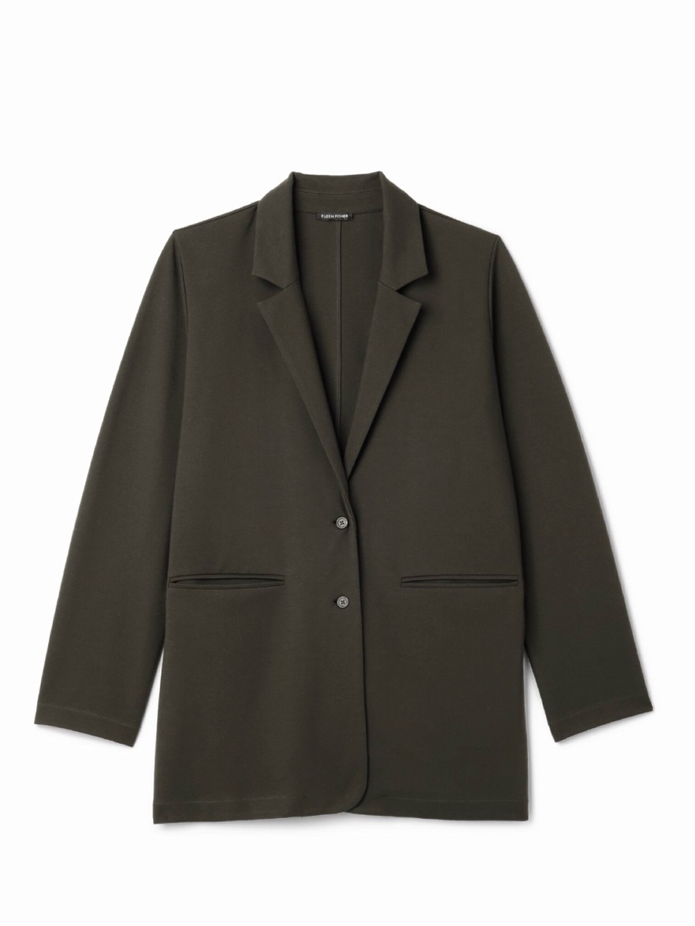 EILEEN FISHER 'Washable Flex Ponte Long Blazer' in Woodland